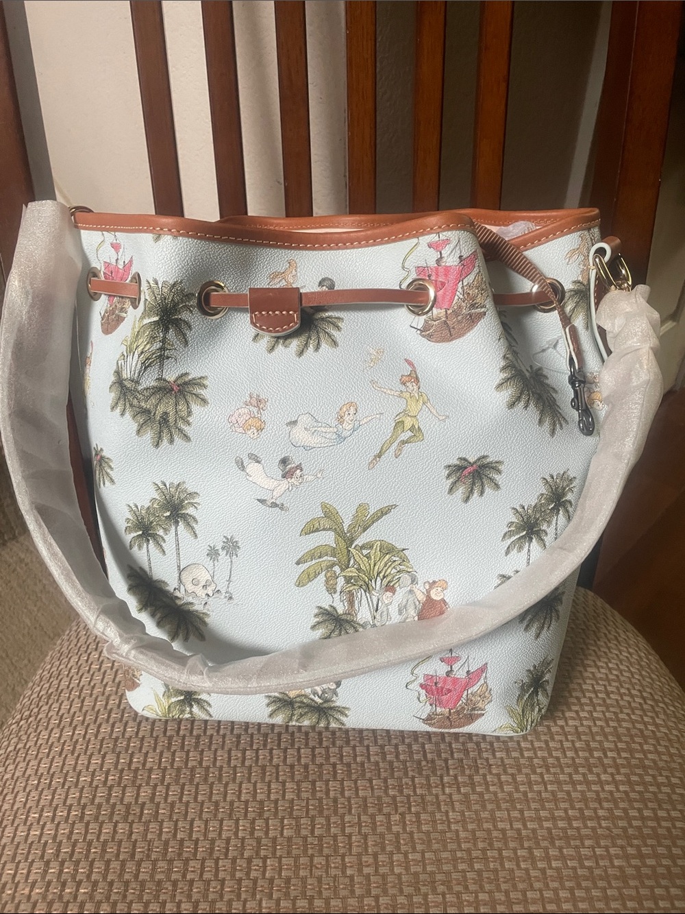 Dooney & Bourke Disney Peter Pan Drawstring Bucket Bag - Picture 3 of 6